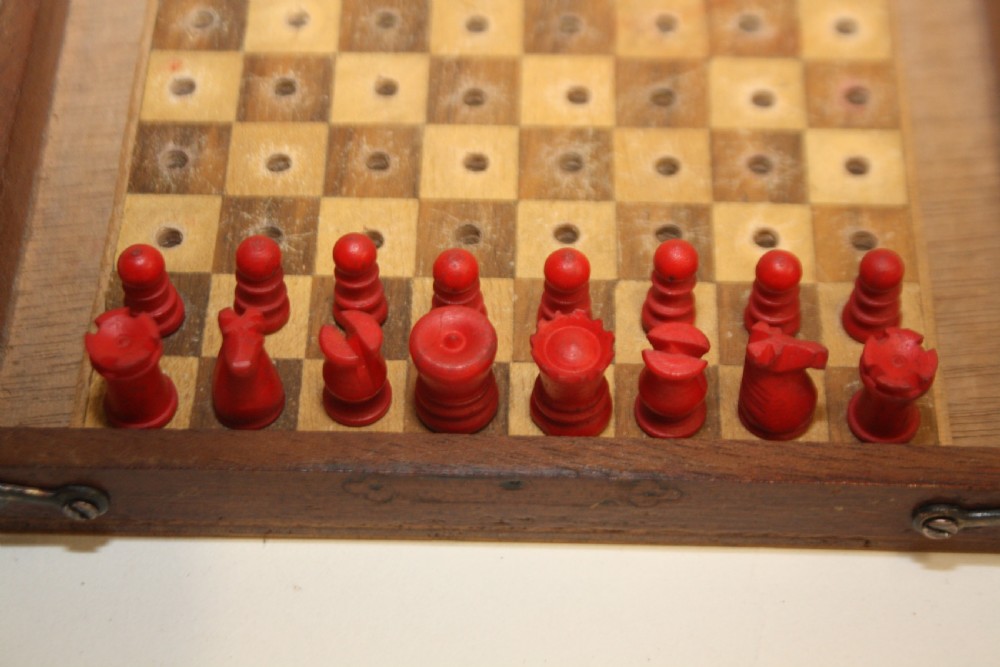 Early 20th century miniature travelling chess set View III