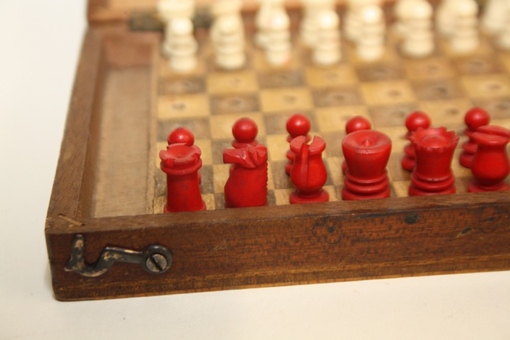 Early 20th century miniature travelling chess set View VI
