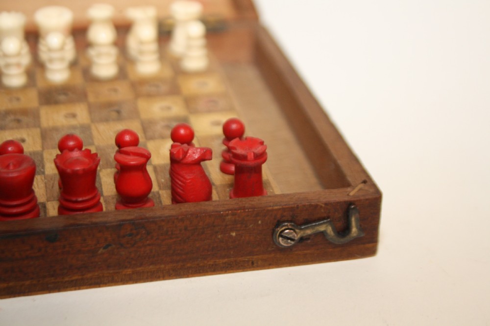 Early 20th century miniature travelling chess set View IX