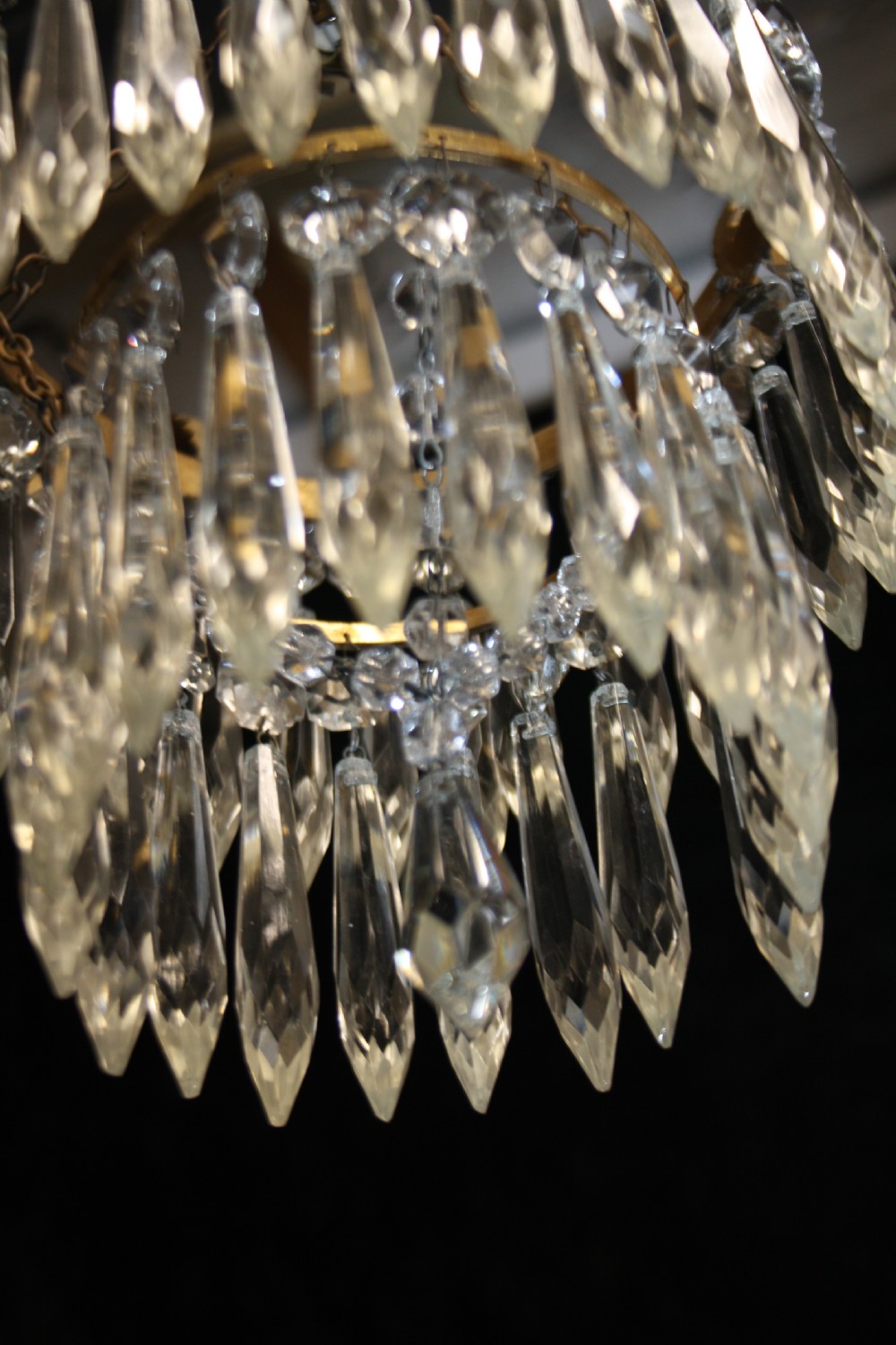Pair of spike chandeliers with leaves and swags to the top View VI