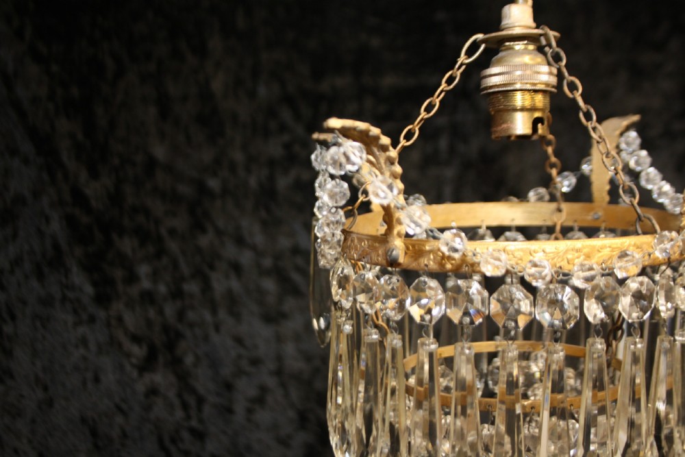 Pair of spike chandeliers with leaves and swags to the top View VII