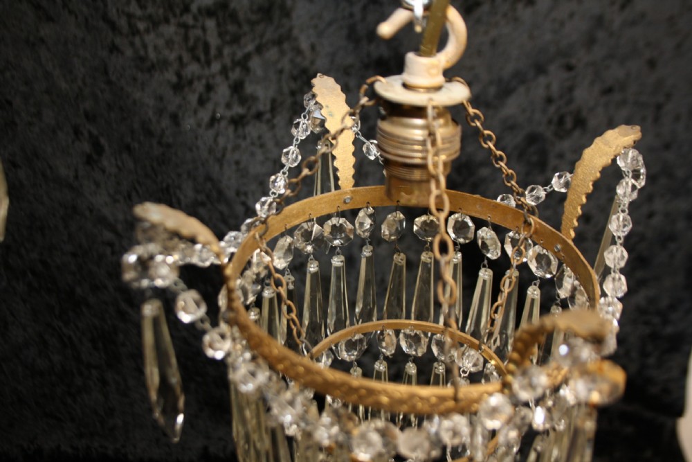 Pair of spike chandeliers with leaves and swags to the top View VIII