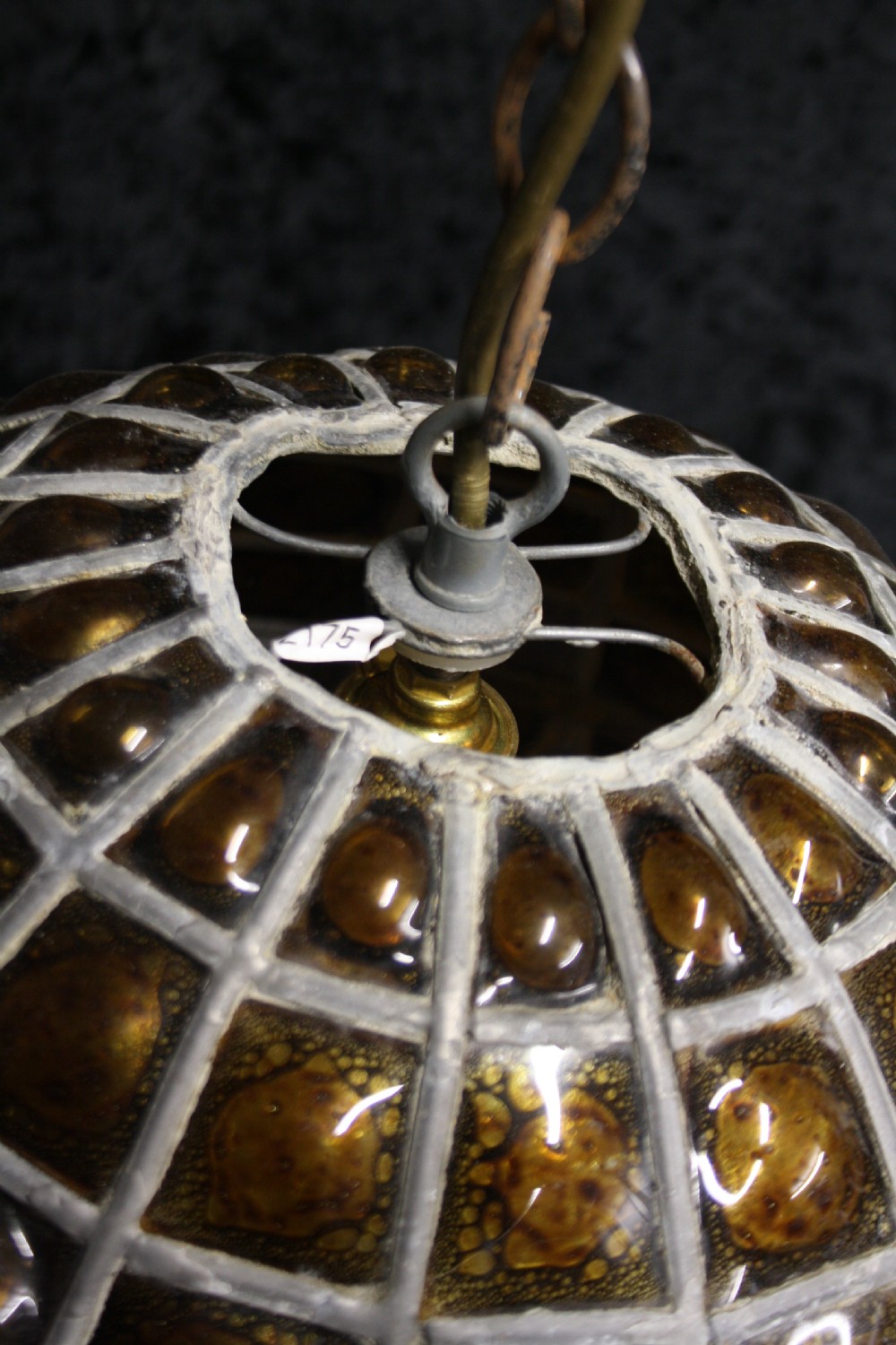 Early 20th century Leaded  light with brown glass View IV