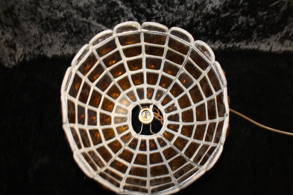 Early 20th century Leaded  light with brown glass View VII