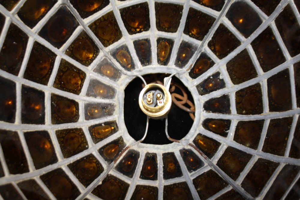 Early 20th century Leaded  light with brown glass View VIII