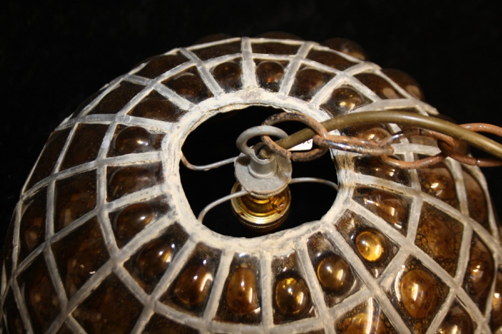 Early 20th century Leaded  light with brown glass View IX