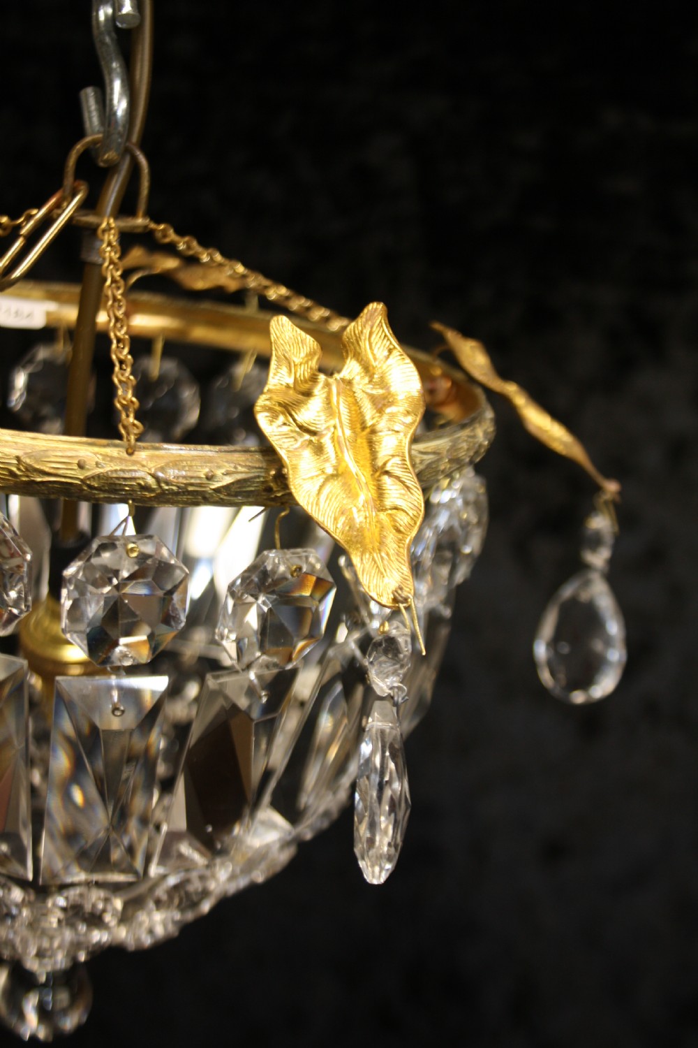 Pair of early 20th century prism bag chandelier View II