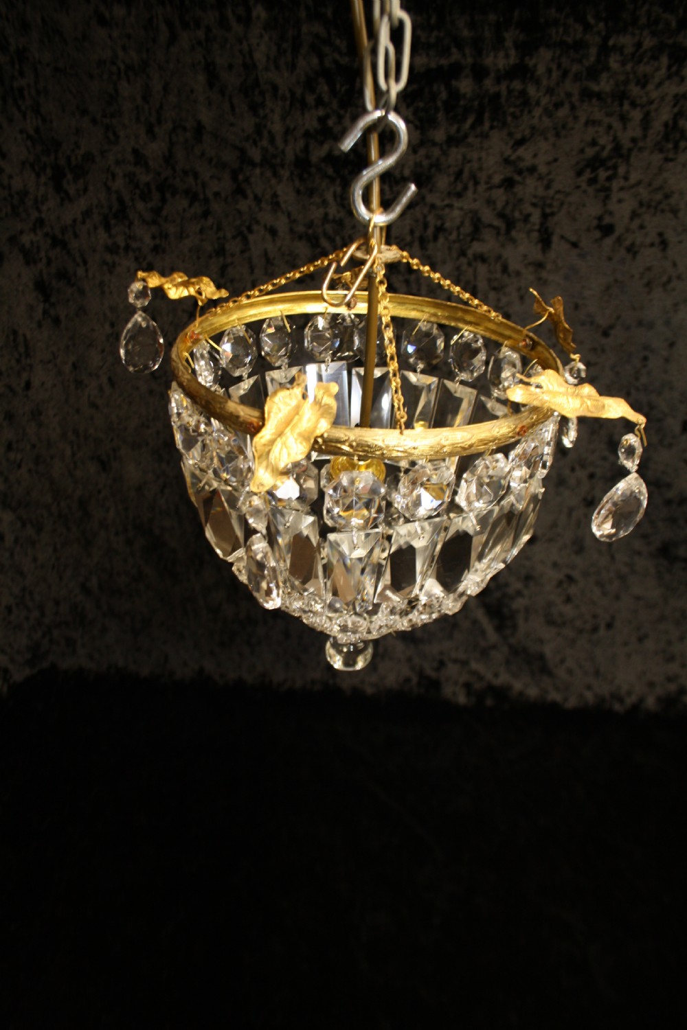 Pair of early 20th century prism bag chandelier View III