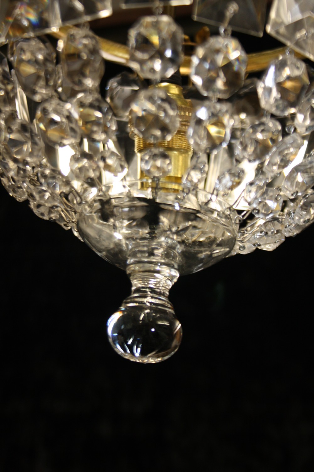 Pair of early 20th century prism bag chandelier View V