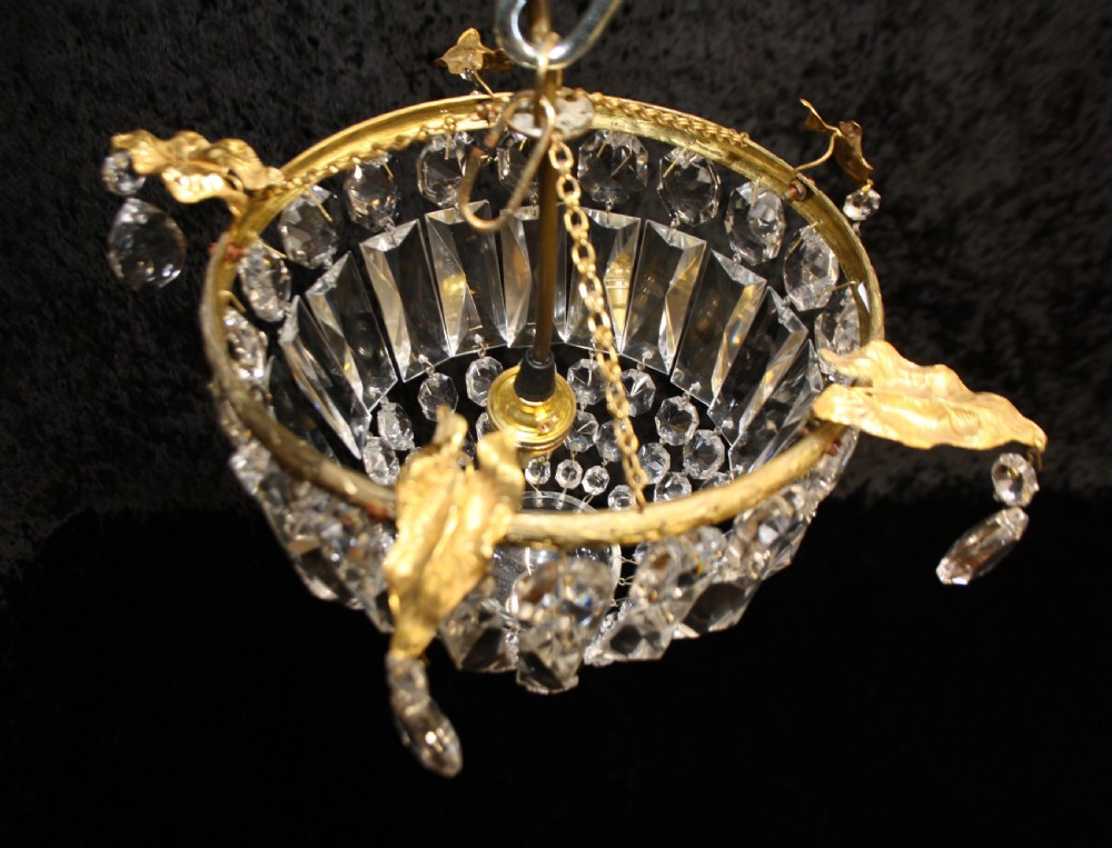 Pair of early 20th century prism bag chandelier View VIII