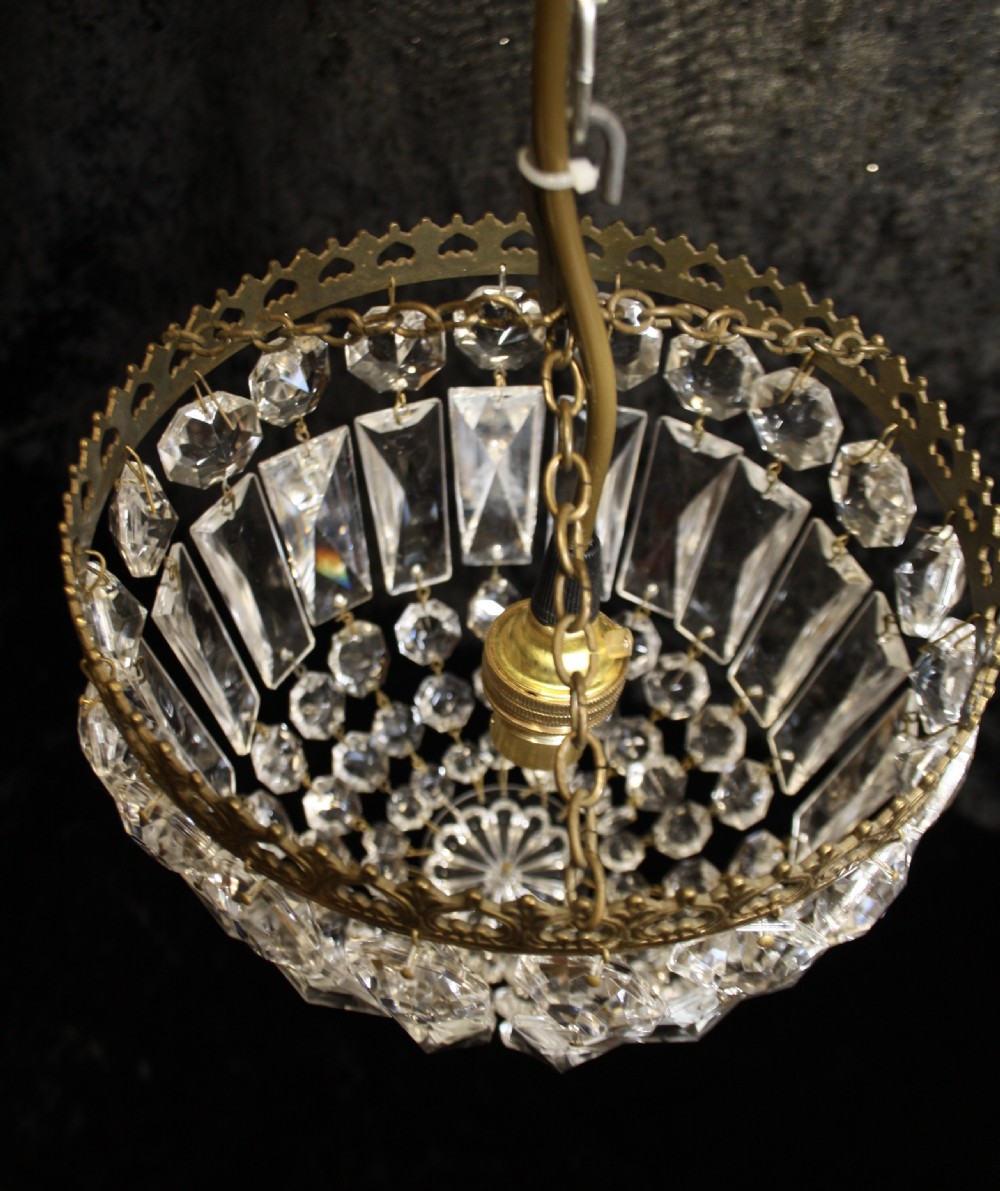 Pair of early 20th century prism bag chandeliers View VI