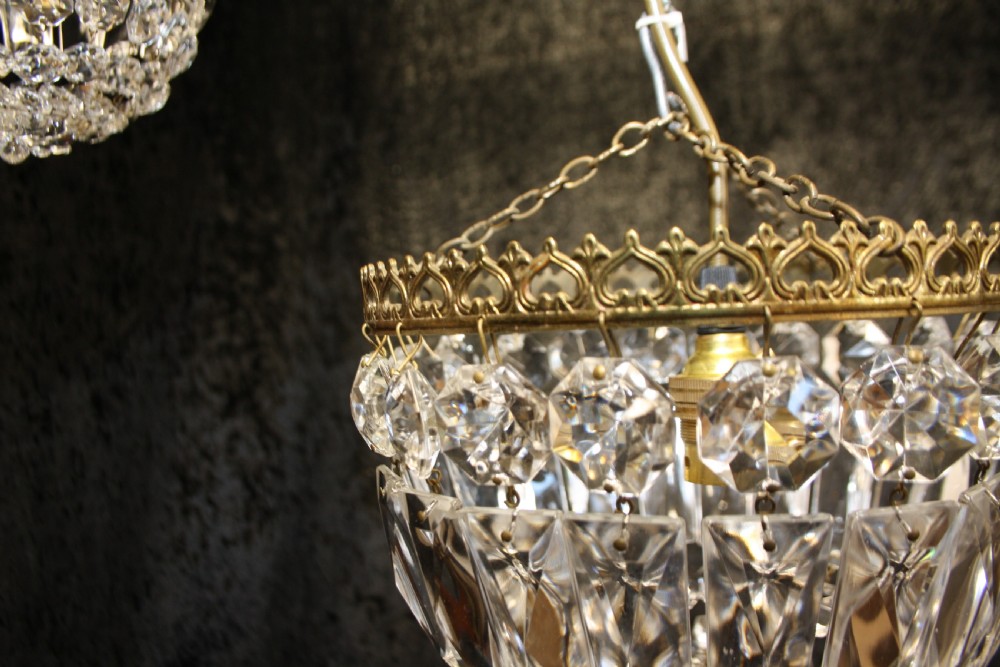 Pair of early 20th century prism bag chandeliers View VII