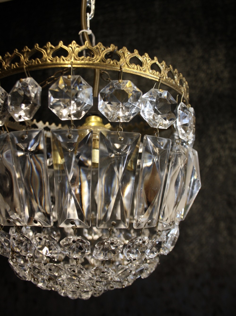 Pair of early 20th century prism bag chandeliers View VIII