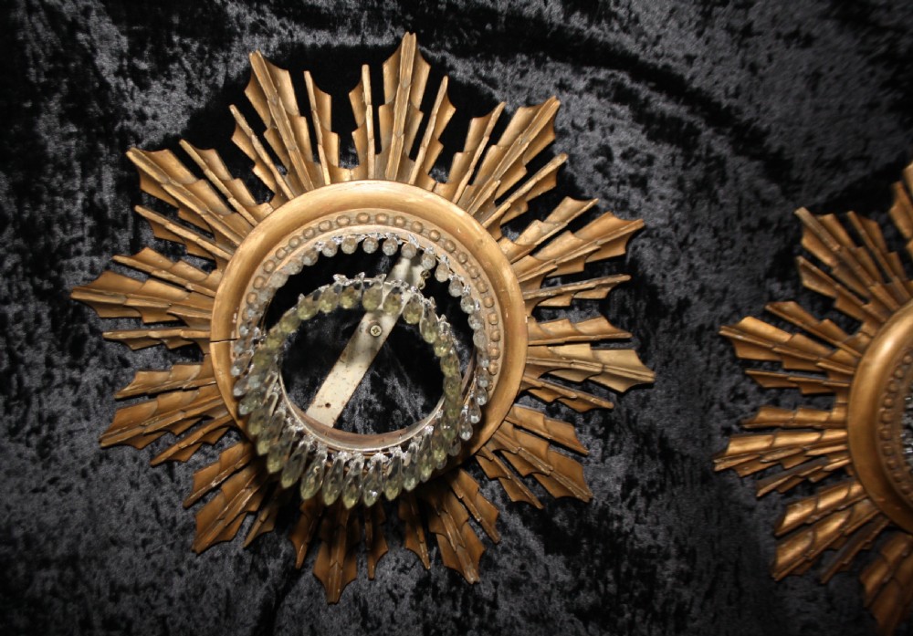 Early 20th century Pair of sun wooden gilt spike chandeliers View III