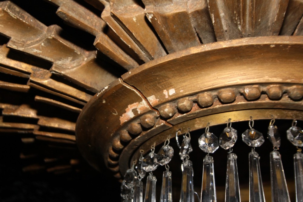 Early 20th century Pair of sun wooden gilt spike chandeliers View V