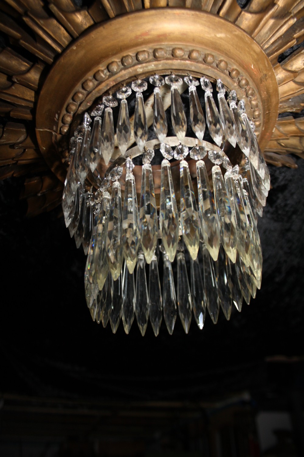 Early 20th century Pair of sun wooden gilt spike chandeliers View VI