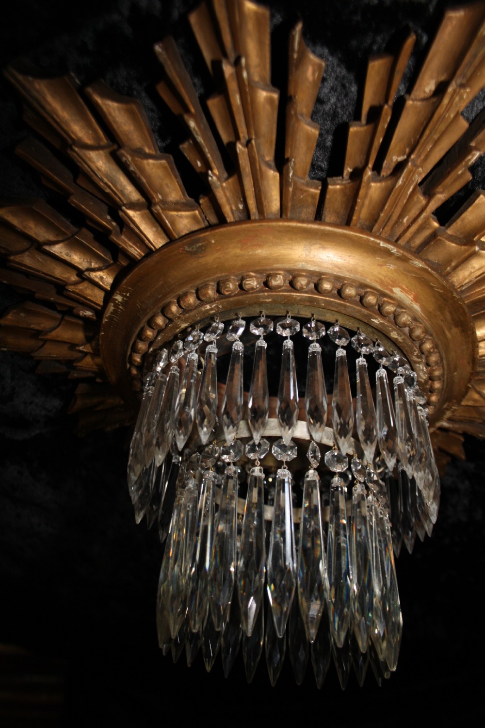 Early 20th century Pair of sun wooden gilt spike chandeliers View X