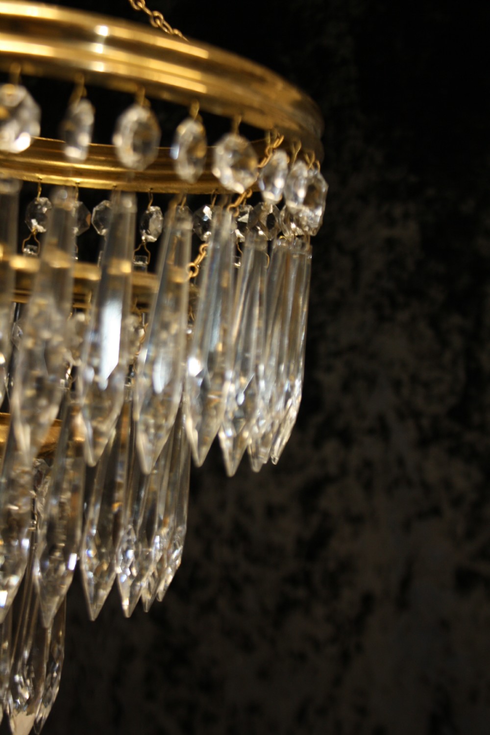 Spike chandeliers with moulded brass rings View V