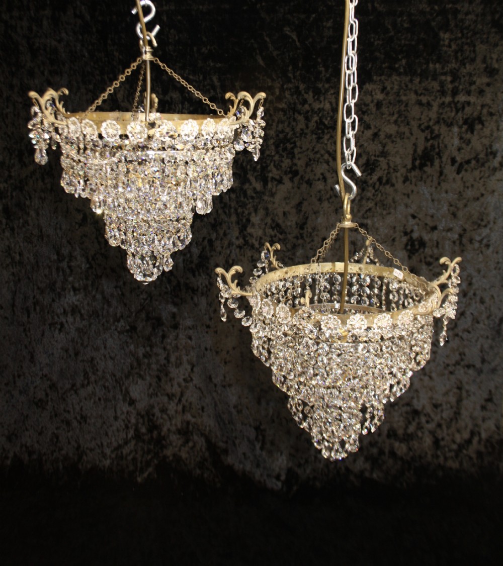 Early 20th century pair of drippy chandeliers