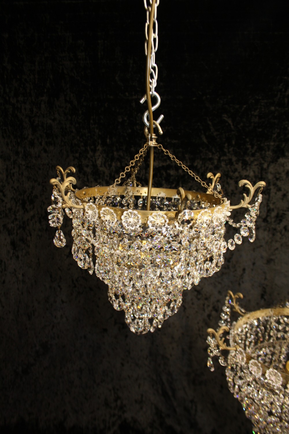 Early 20th century pair of drippy chandeliers View II