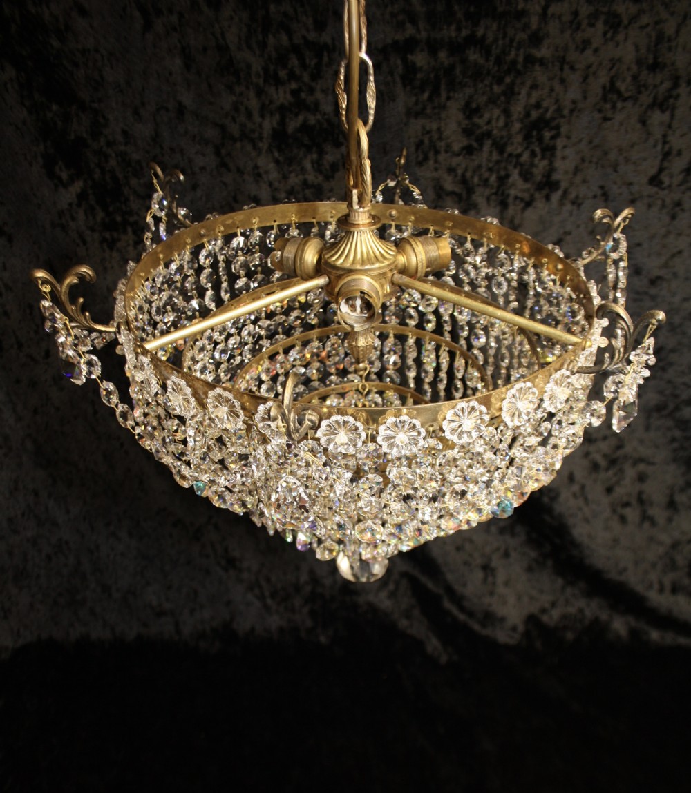 Early 20th century chandelier with six finials round the top View III