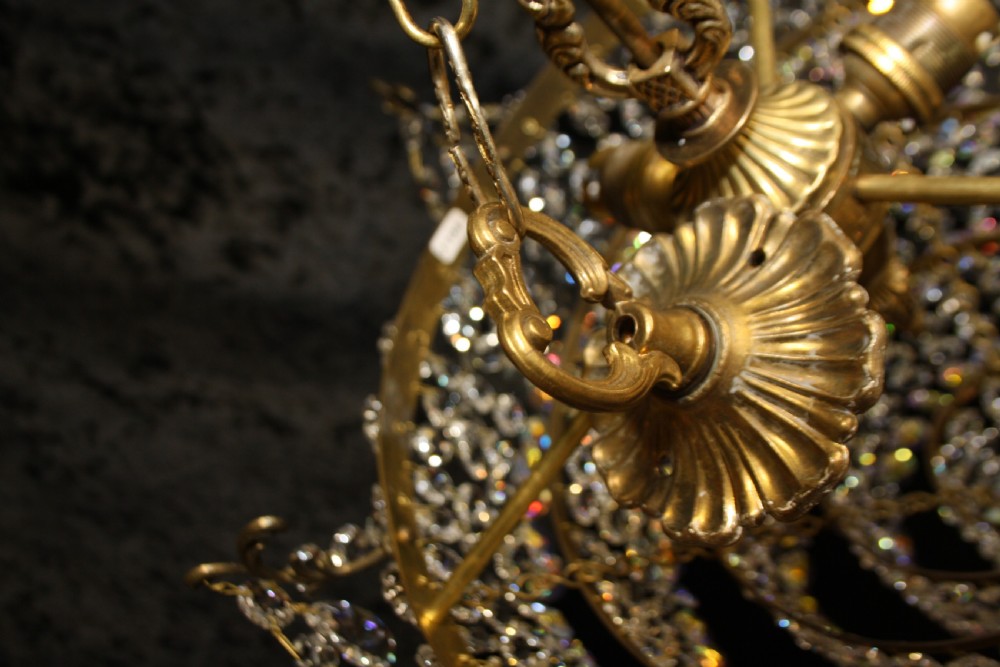 Early 20th century chandelier with six finials round the top View X
