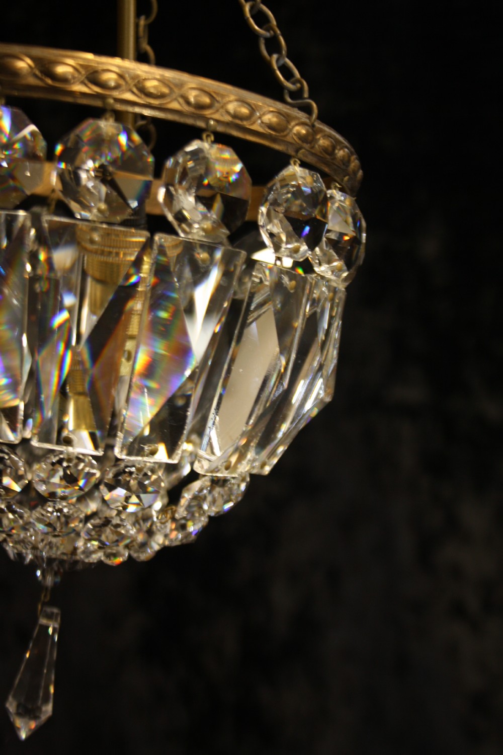 Early 20th century Small prism bag chandelier View IX