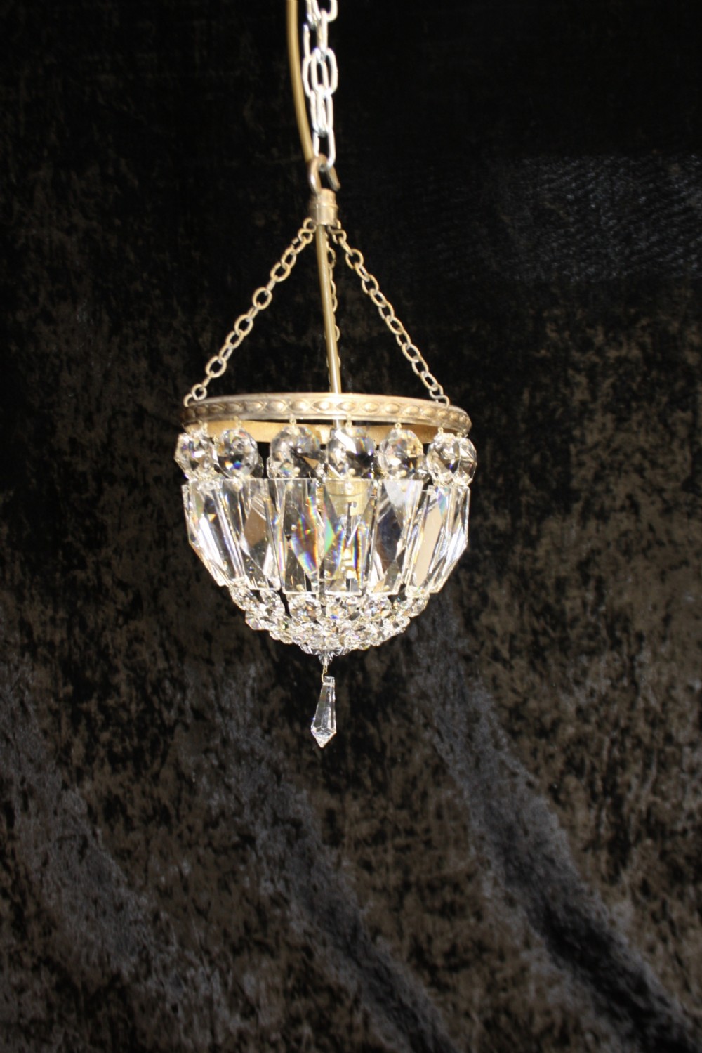 Early 20th century Small prism bag chandelier