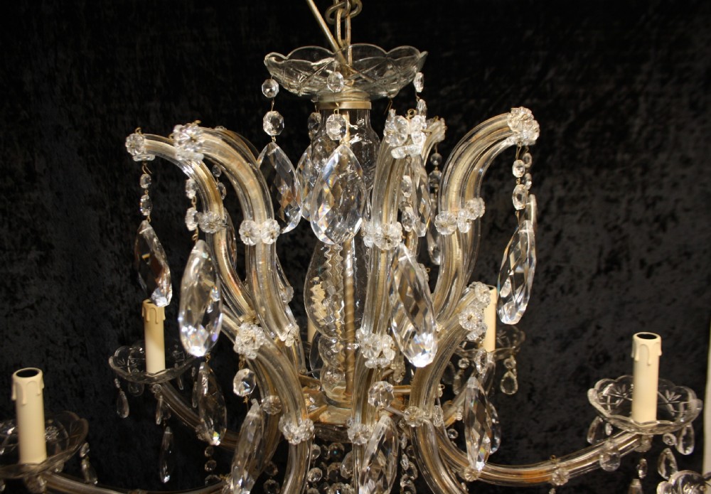 Early 20th century glass and crystal chandelier View II