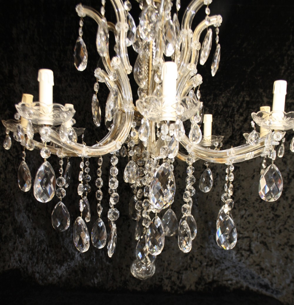 Early 20th century glass and crystal chandelier View V