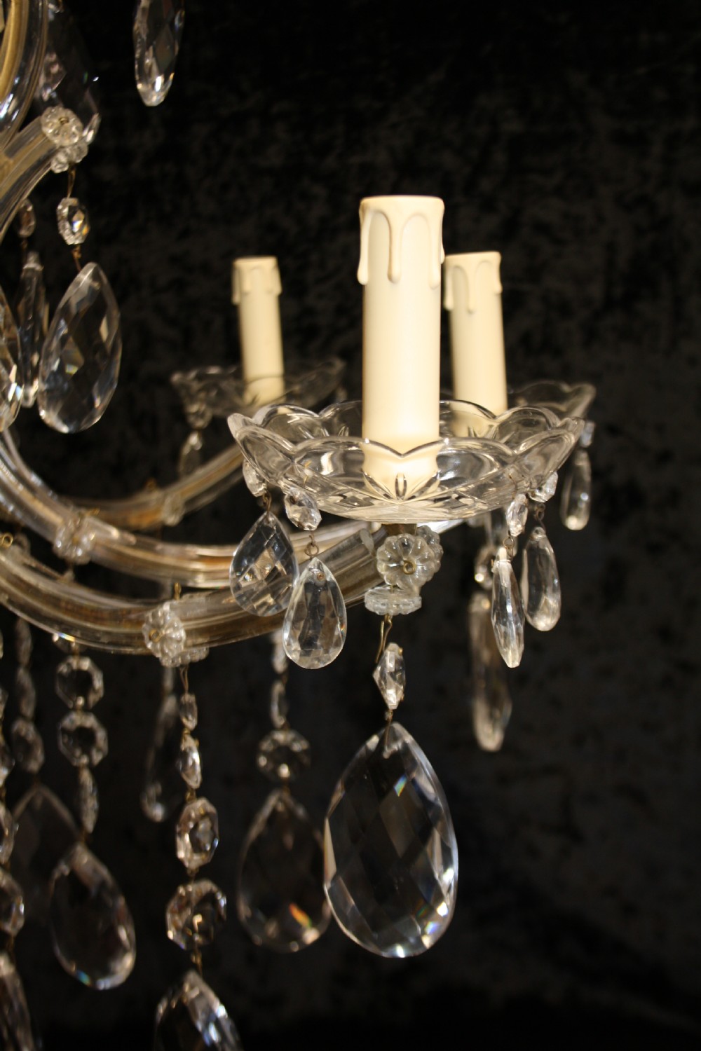 Early 20th century glass and crystal chandelier View VI