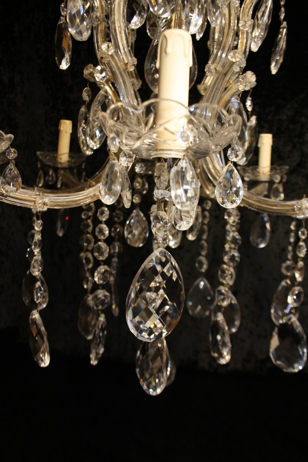 Early 20th century glass and crystal chandelier View VII