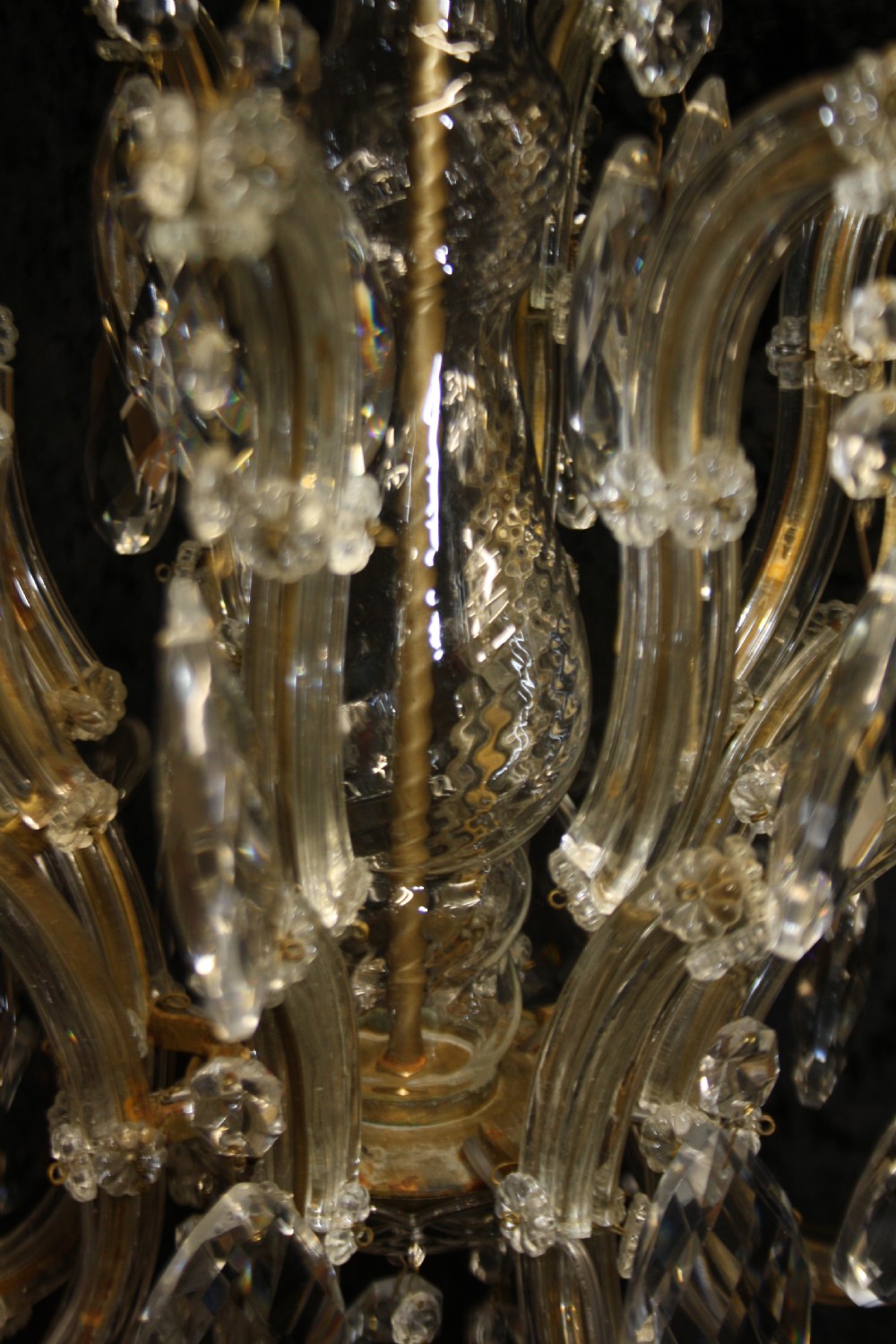 Early 20th century glass and crystal chandelier View VIII