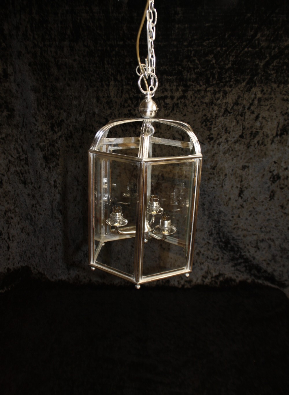 Early 20th century Hexagon chrome hall lantern