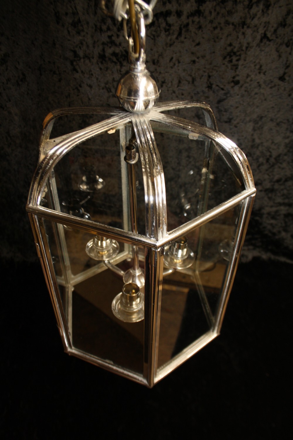 Early 20th century Hexagon chrome hall lantern View II