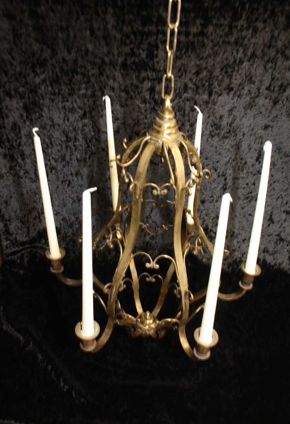 Early 20th century brass frame chandelier with candles
