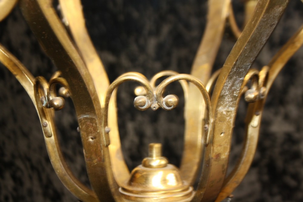 Early 20th century brass frame chandelier with candles View VII