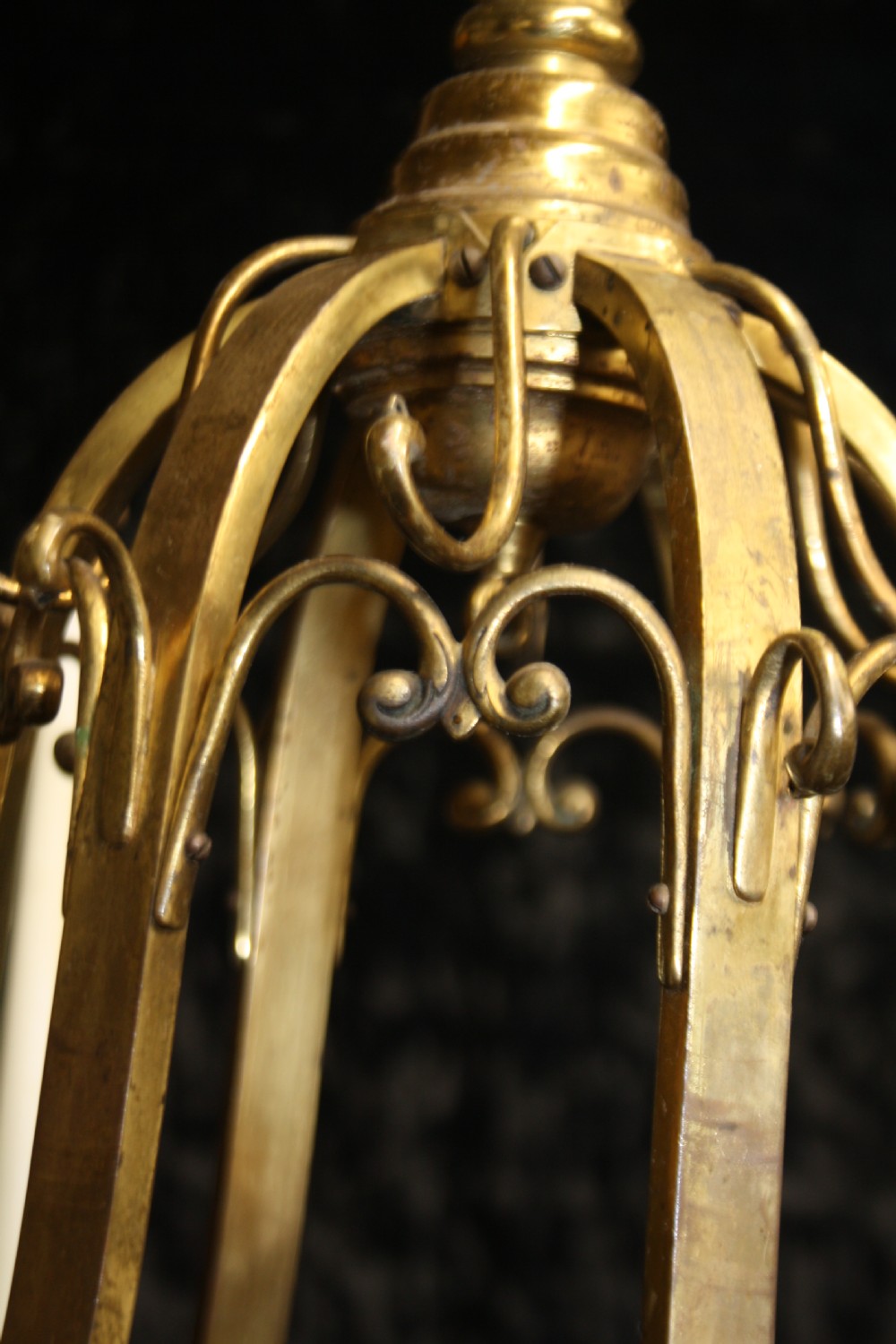 Early 20th century brass frame chandelier with candles View VIII