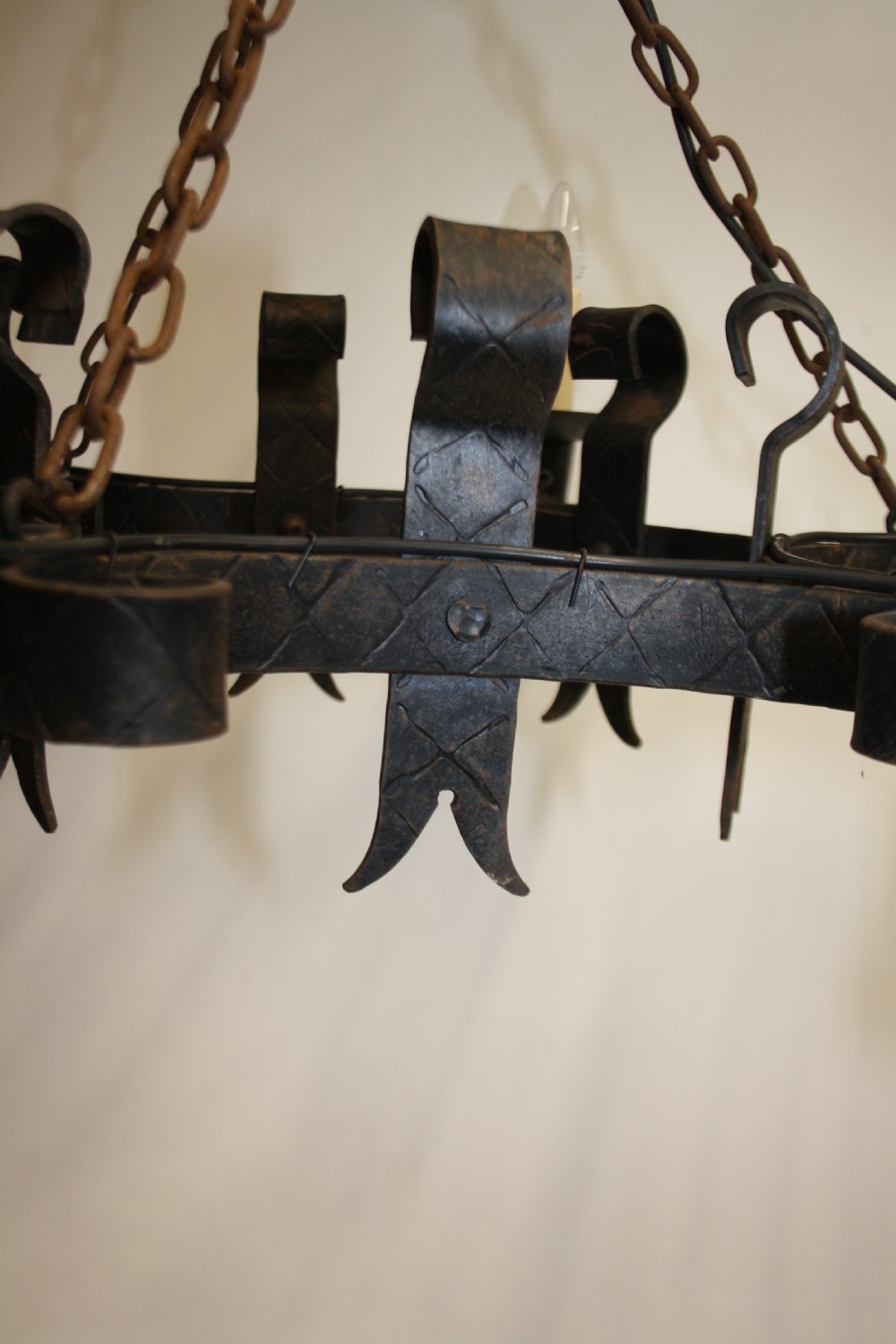 Pair of metal rustic chandeliers View VI
