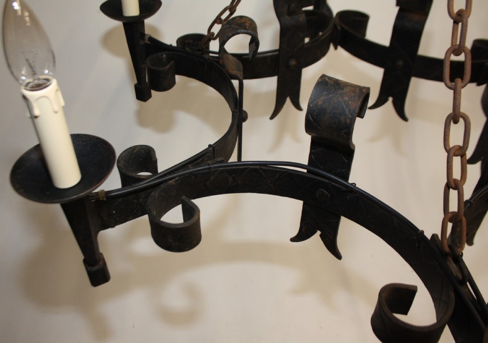 Pair of metal rustic chandeliers View IX