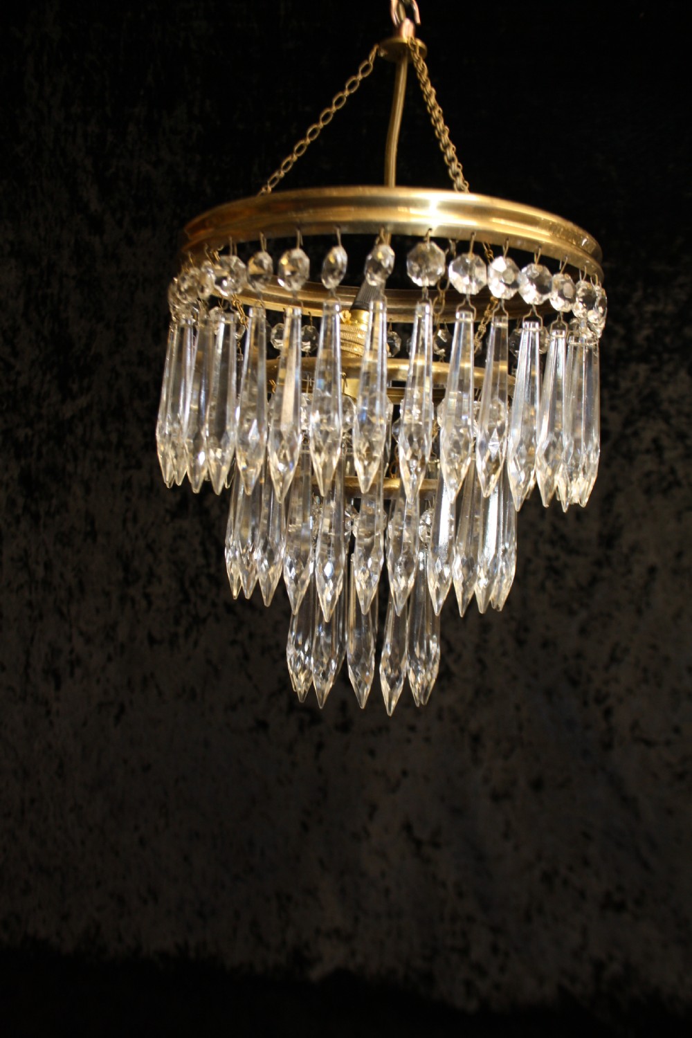  Pair of early 20th century spike chandeliers.  View IV