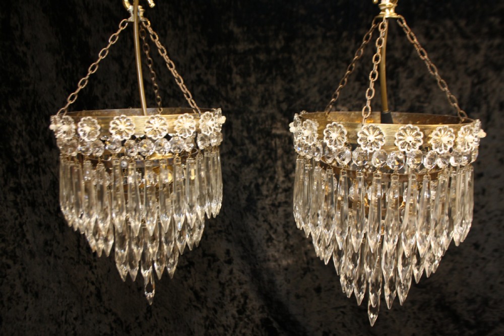 Early 20th century pair of Spike chandeliers View VIII