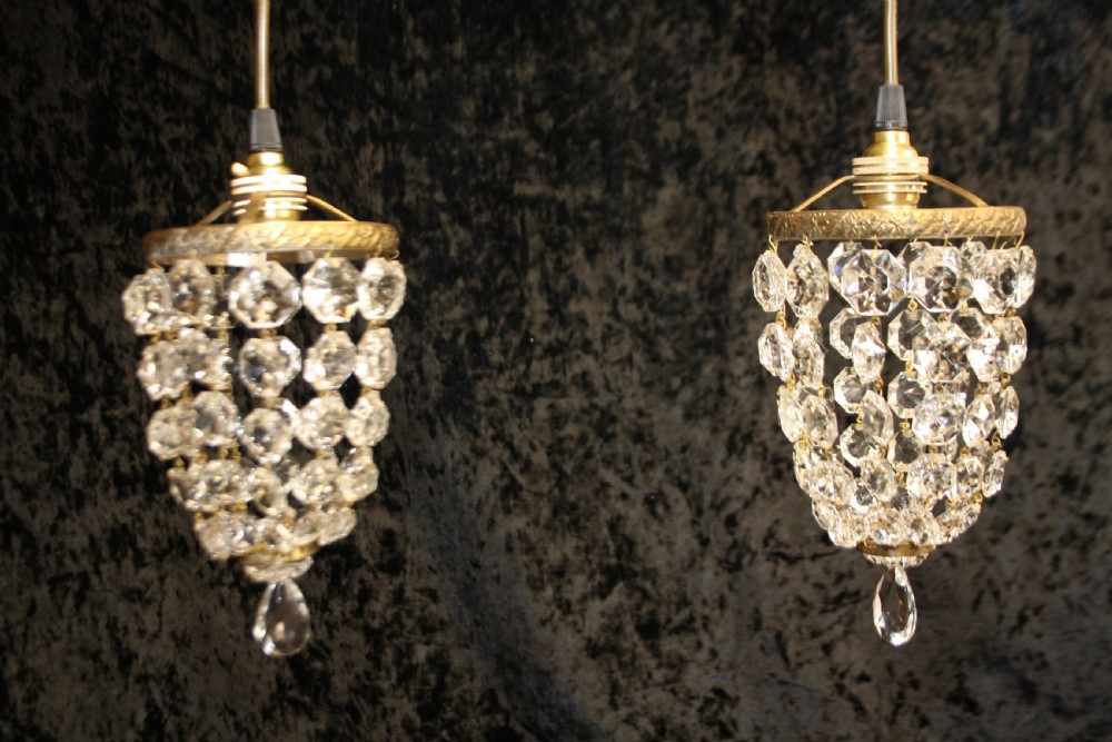 Early 20th century small pair of bag chandeliers View IV