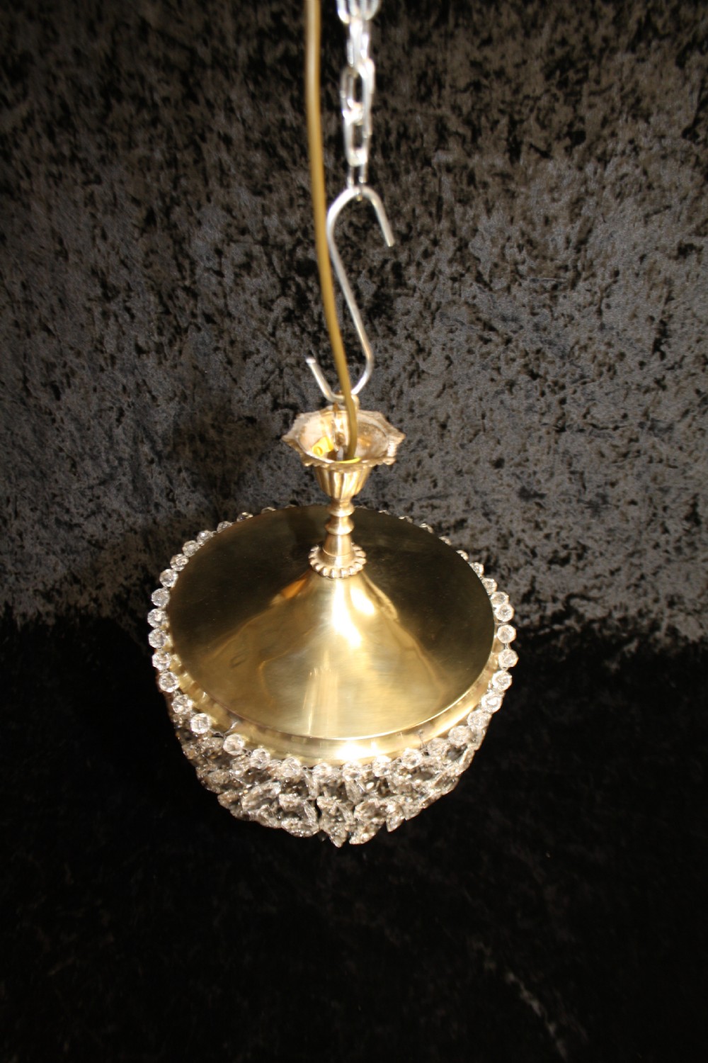 Early 20th century Chandelier with large brass top View II