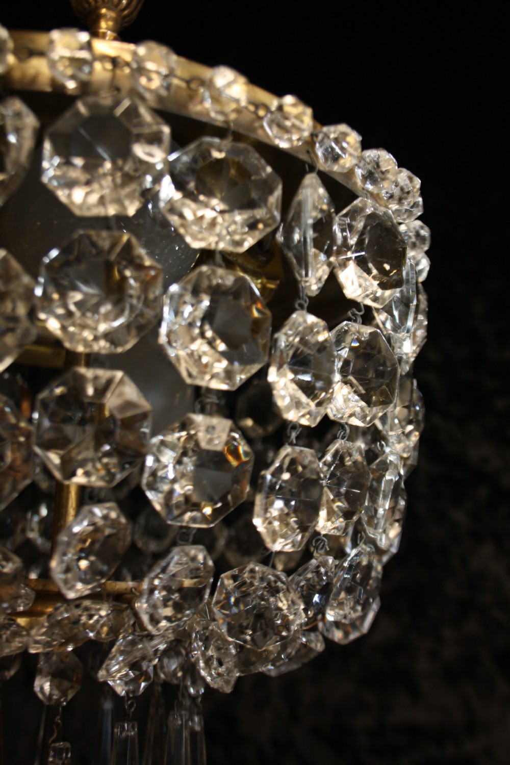 Early 20th century Chandelier with large brass top View V