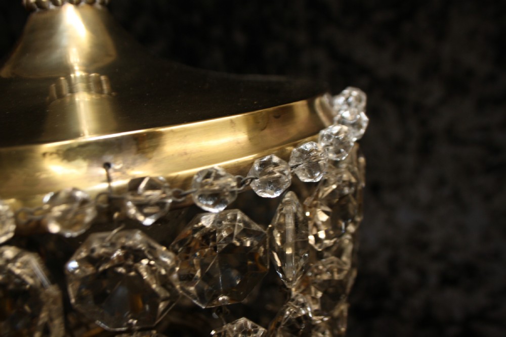 Early 20th century Chandelier with large brass top View VI