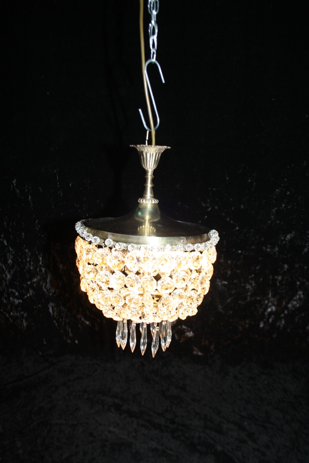 Early 20th century Chandelier with large brass top View IX