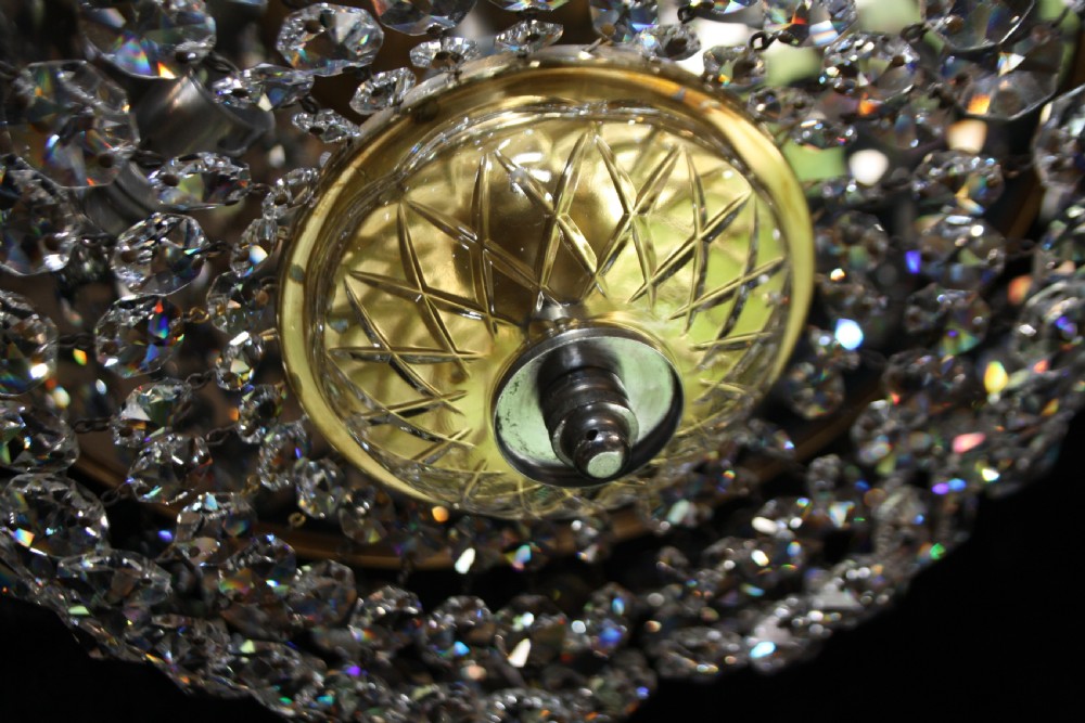Early 20th century shallow bag chandelier View III
