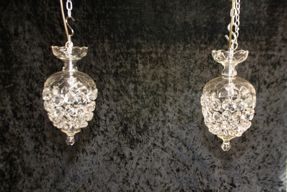  Early 20th century small pair of dome top chandeliers