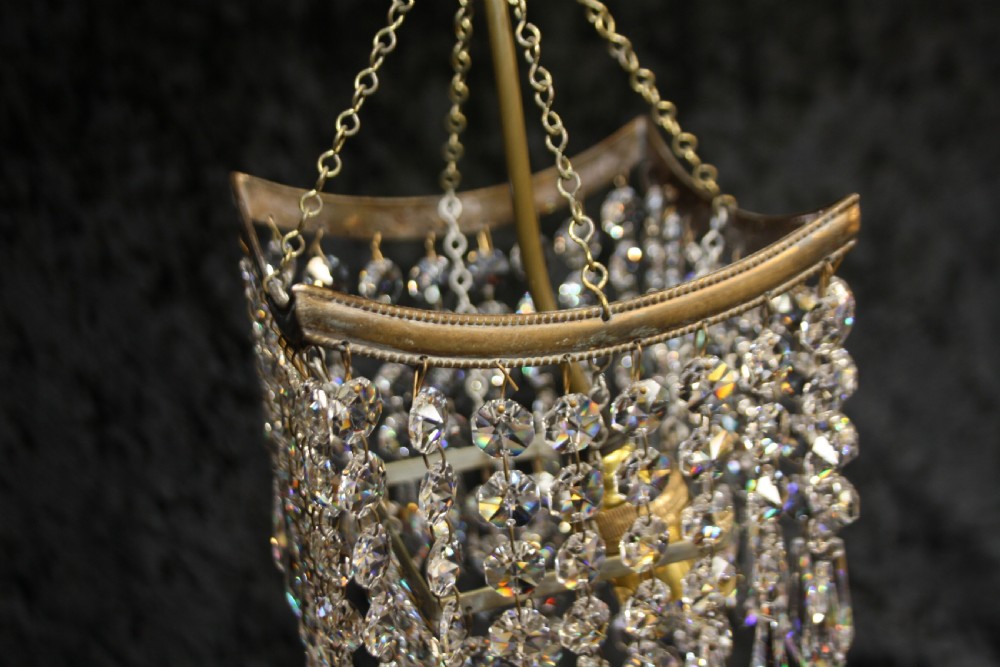 Early 20th century small square chandelier. View IV